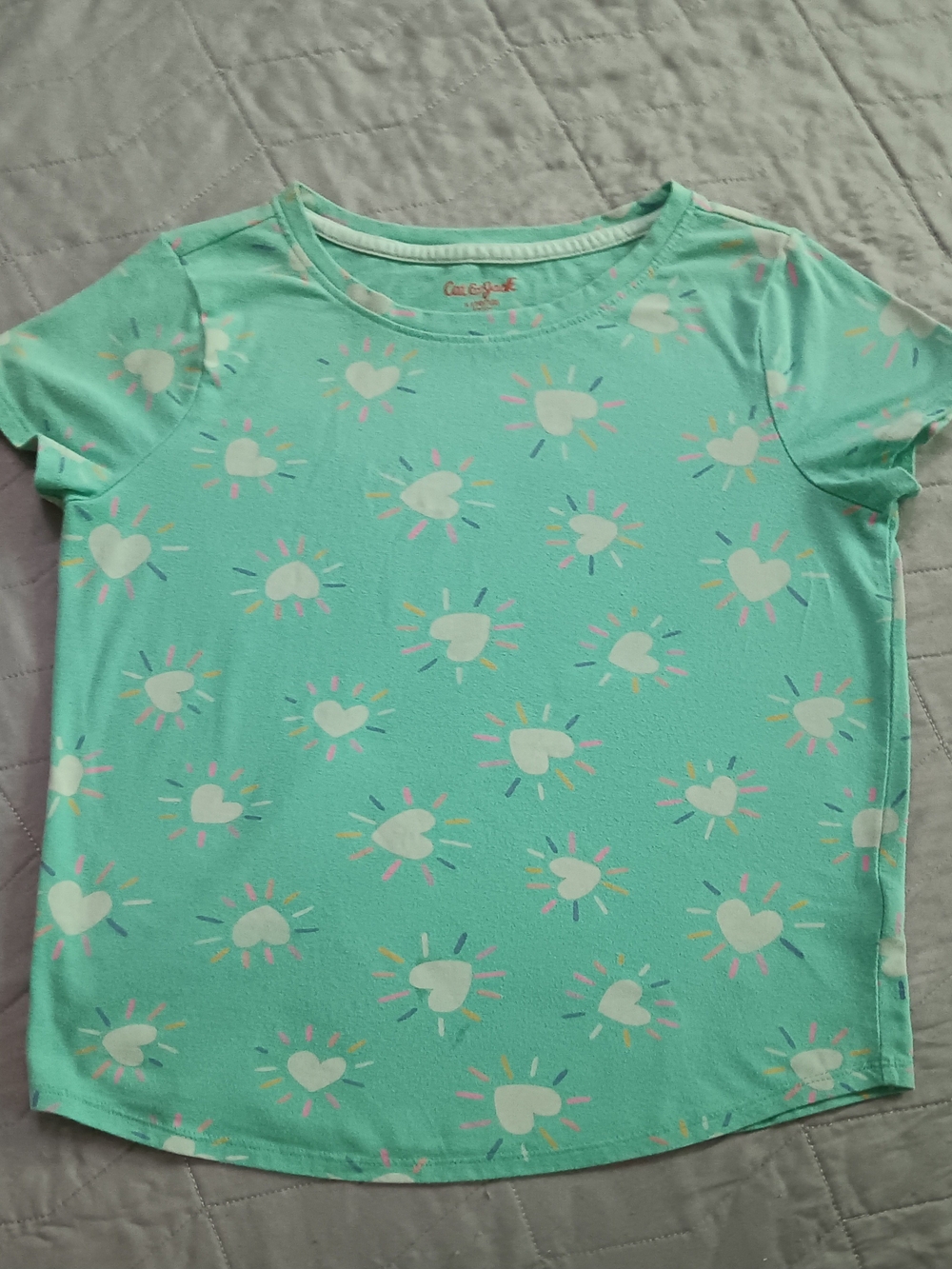 Carter's Girls' Mint Heart Print Short Sleeve Top